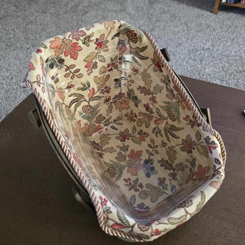 Longaberger Small Vegetable Basket Green Brown Autumn Path Liner &‎ Protector
